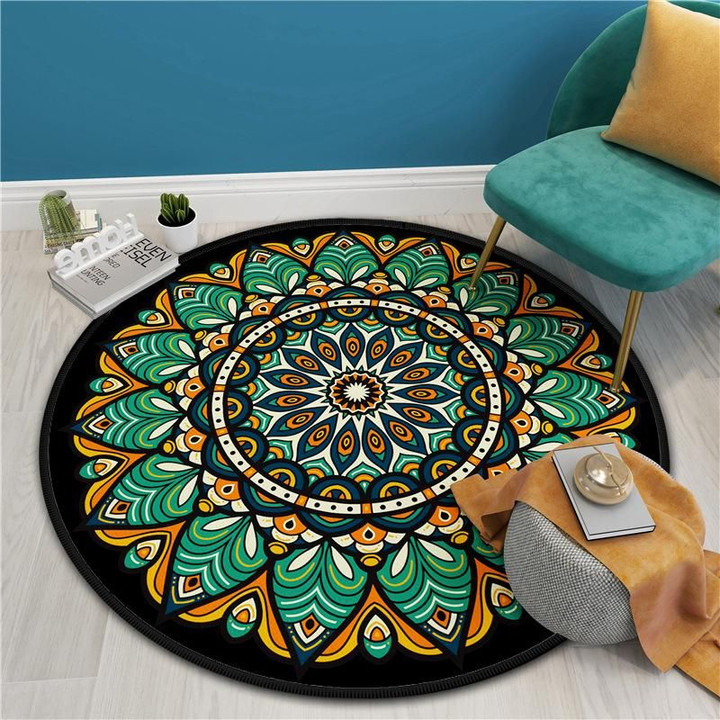 Mandala Beautiful Colorful Modern Artistic Round Rug Home Decor