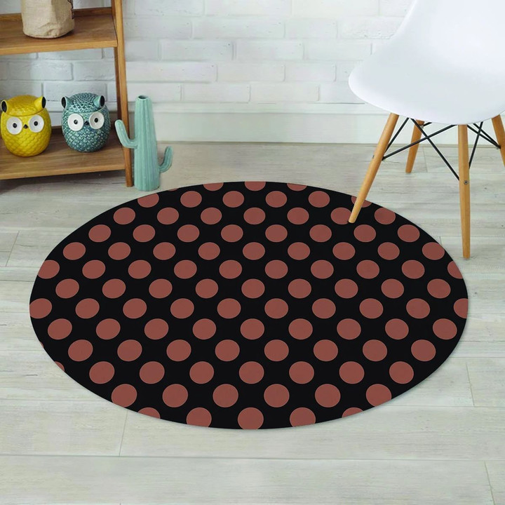 Black Brown Polka Dot Lovely Design Round Rug Home Decor