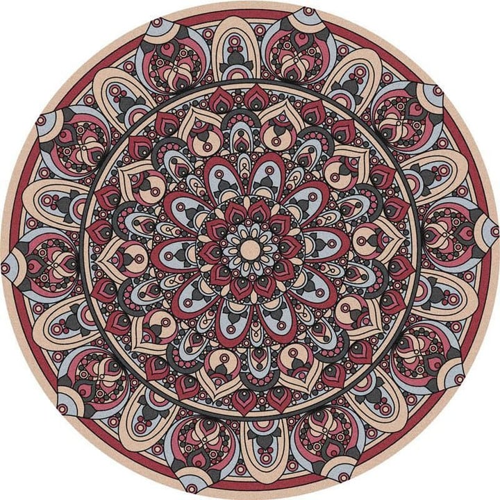 Red Pretty Quality Vintage Style Background Round Rug Home Decor