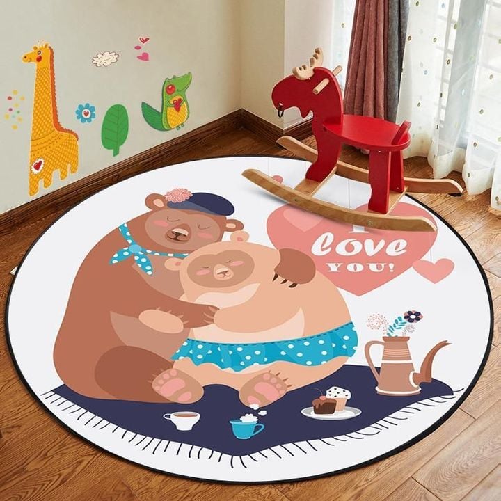Love Bear Modern Cute Animals Round Rug Home Decor