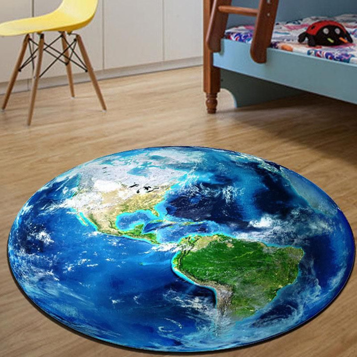 Beautiful Planet Pattern Round Rug Home Decor