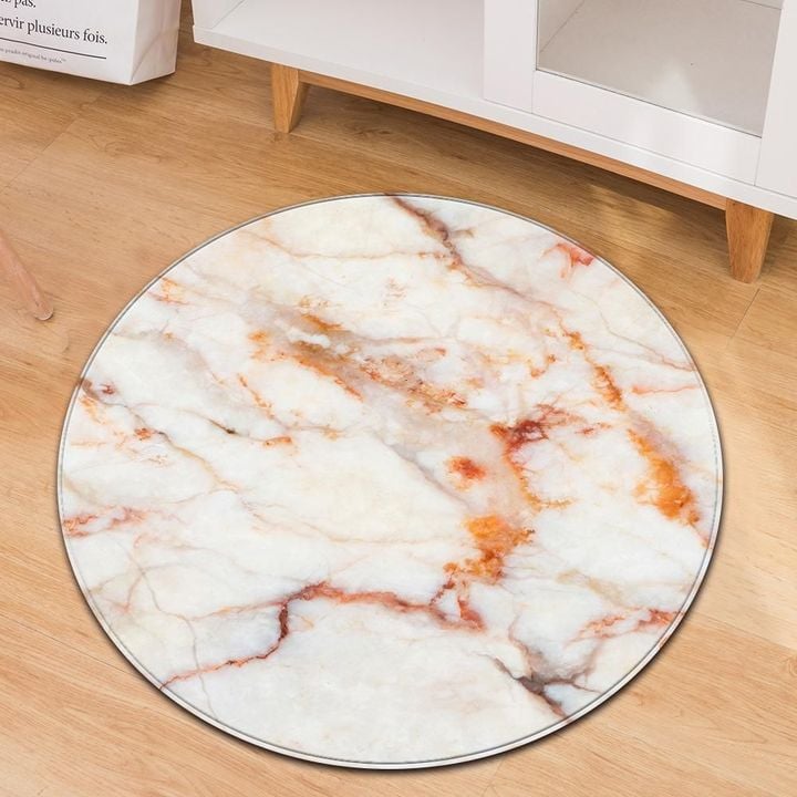 Orange Marble Pattern Round Rug Home Decor