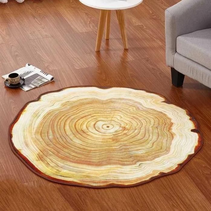 Wood Stump Tree Ring Colorful Round Rug Home Decor