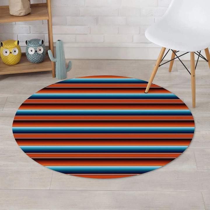 Baja Red And Blue Pattern Round Rug Home Decor