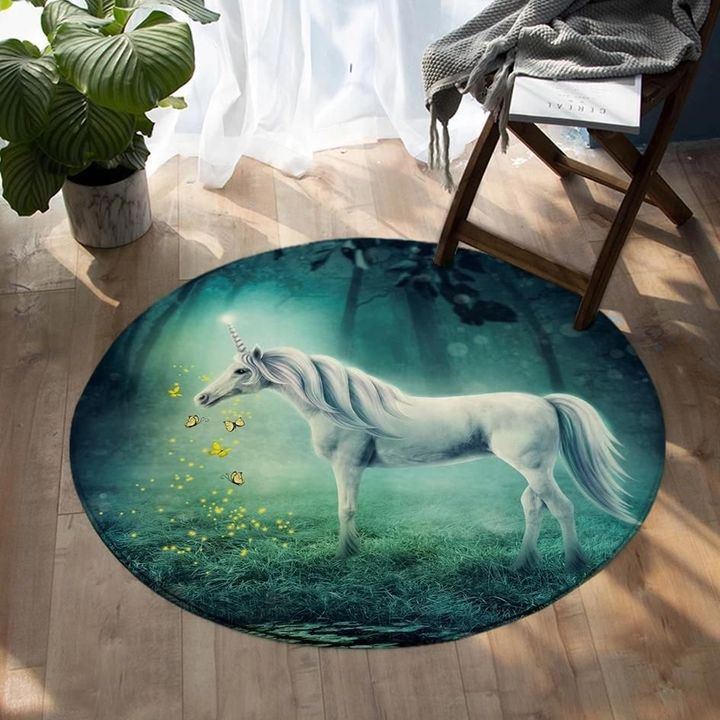 Magic Forest Unicorn Colorful Round Rug Home Decor