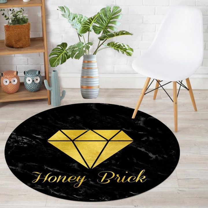 Modern Black Golden Diamond Geometric Simplicity Polyester Background Round Rug Home Decor