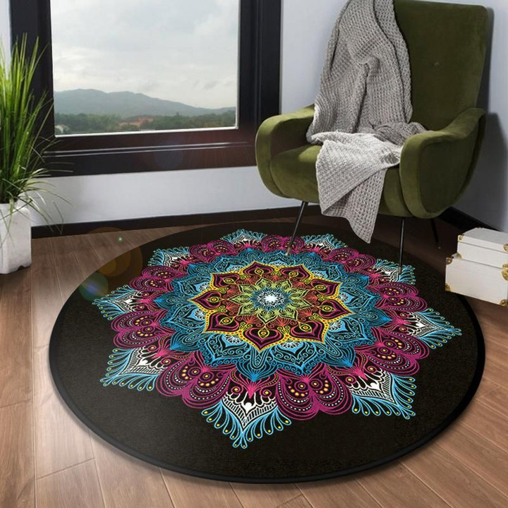Beauty Pretty Flower Watercolor Round Rug Home Decor