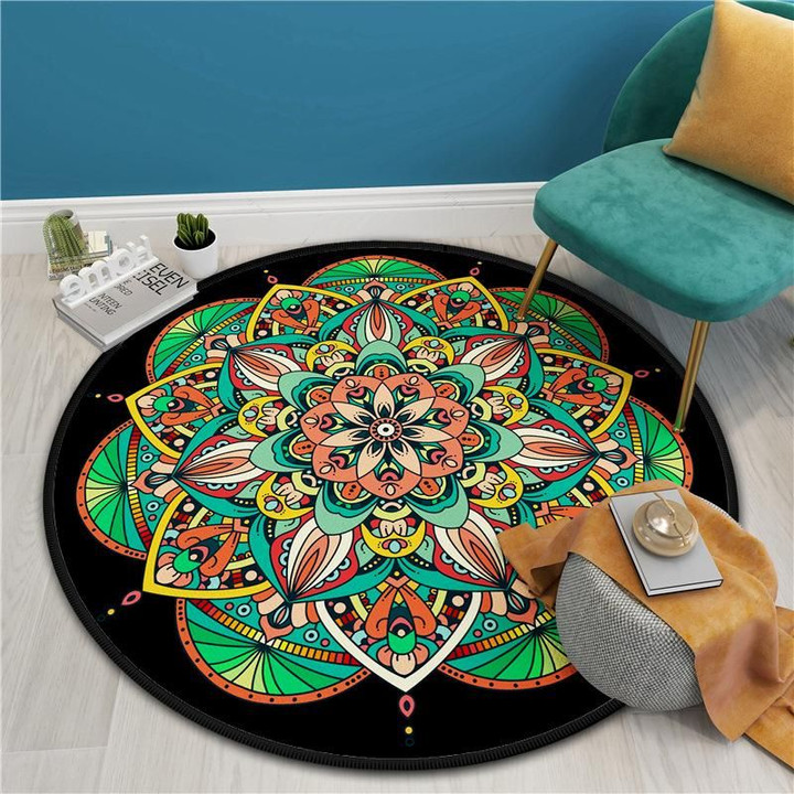India Beautiful Colorful Modern Artistic Round Rug Home Decor