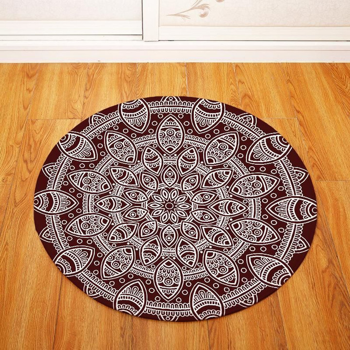 White And Brown 3d Geometric Round Rug Home Decor