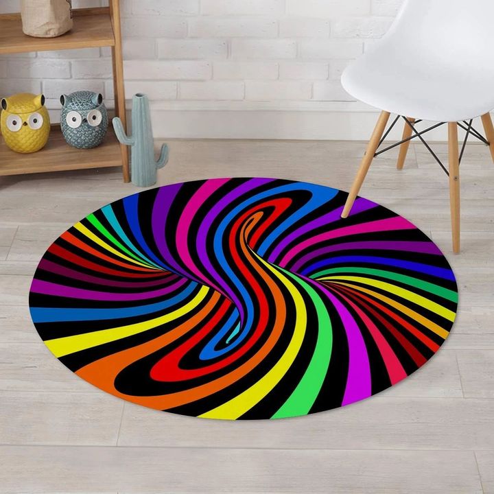 Abstract Colorful Psychedelic Round Rug Home Decor