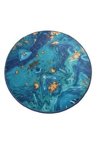 Blue Marbling Colorful Background Round Rug Home Decor