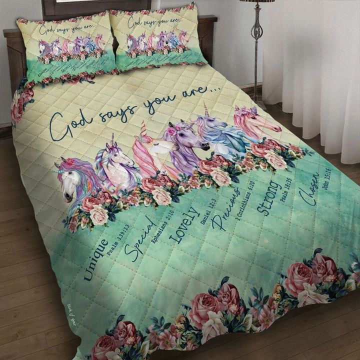 God Says You Are Unicorn 3d Printed Quilt Set Home Decoration
