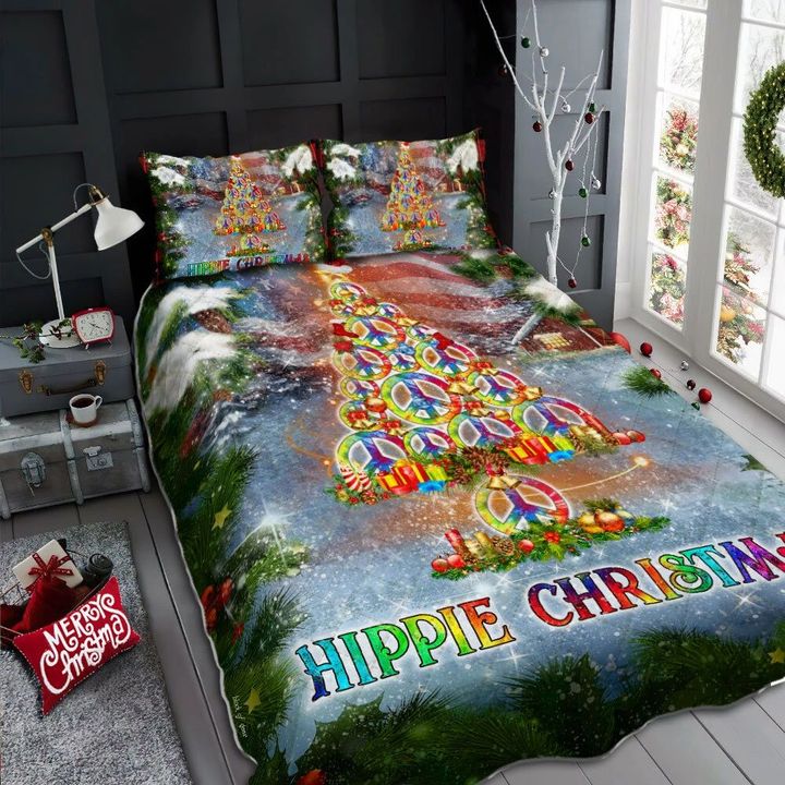 Hippie Christmas Wonderful Night 3d Printed Quilt Set Home Decoration