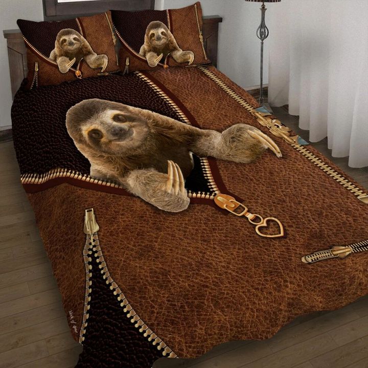Sloth Zipper 3d Printed Quilt Set Home Decoration