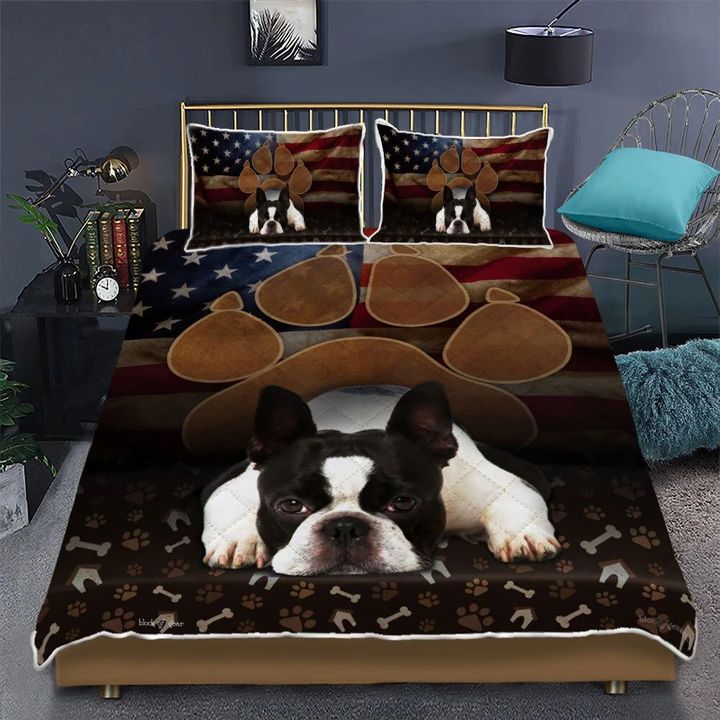 Boston Terrier 3d Printed Quilt Set Home Decoration