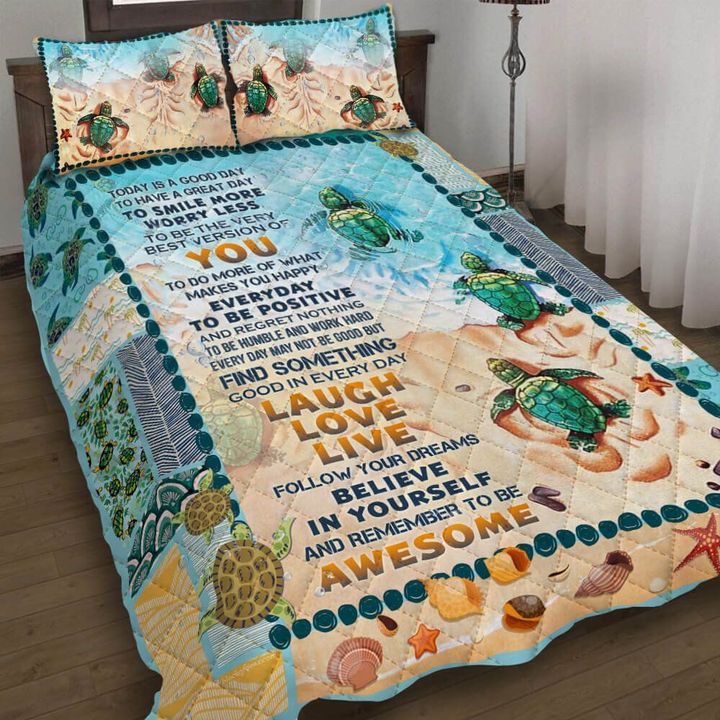Turtle Beach Today Is A Good Day 3d Printed Quilt Set Home Decoration