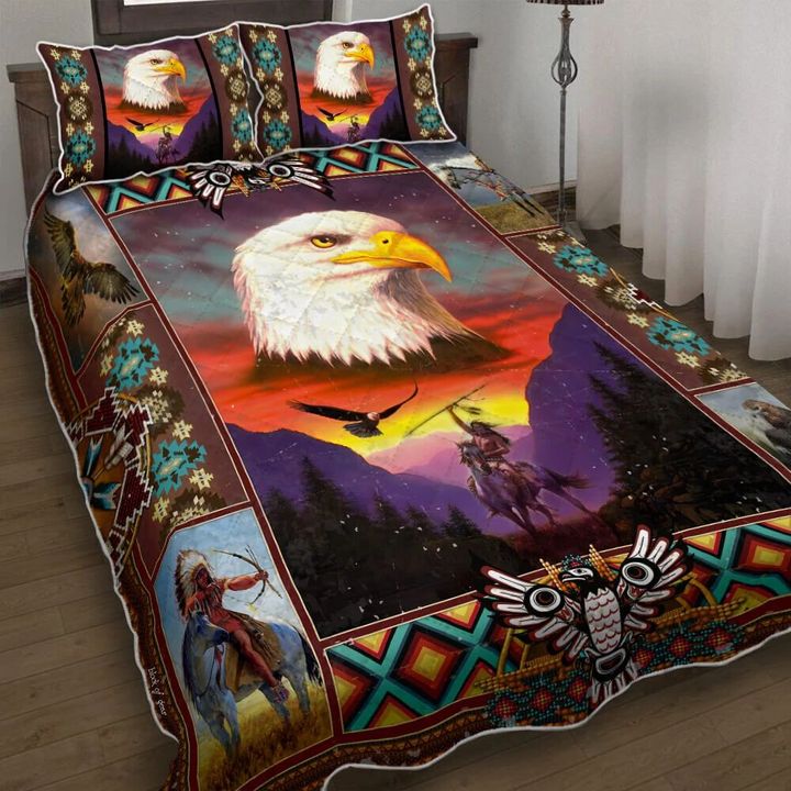 Sunset Native American Spirit 3d Printed Quilt Set Home Decoration