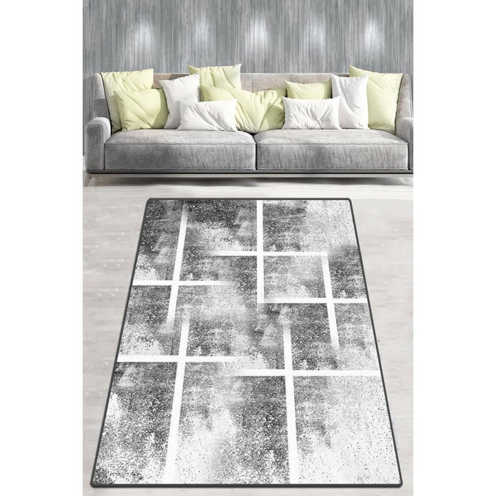 Cool Dim Grey And White Area Rug Floor Mat Home Decor