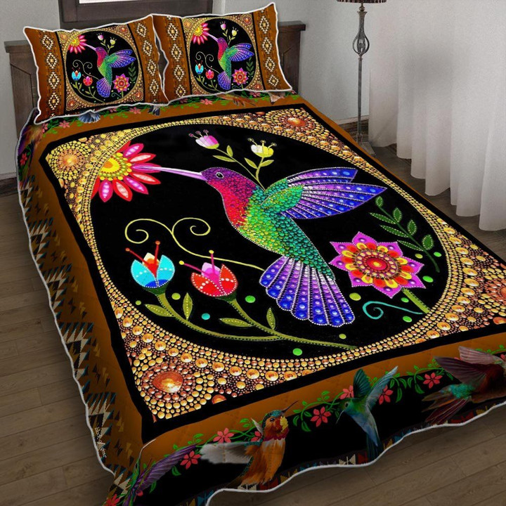 Hummingbird And Flowers 3d Printed Quilt Set Home Decoration