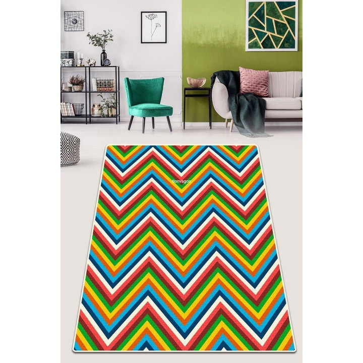 Bright Color Zig Zag Area Rug Floor Mat Home Decor