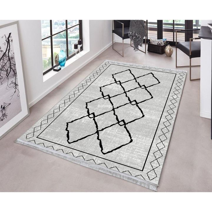 Rhombus Border Pattern Area Rug Floor Mat Home Decor