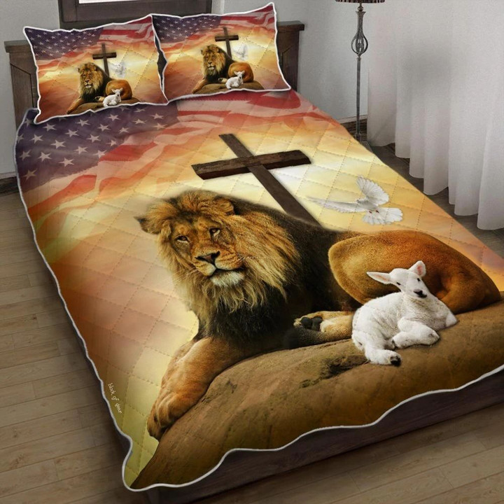 Jesus – Lion And Lamb Holy Spirit 3d Printed Quilt Set Home Decoration