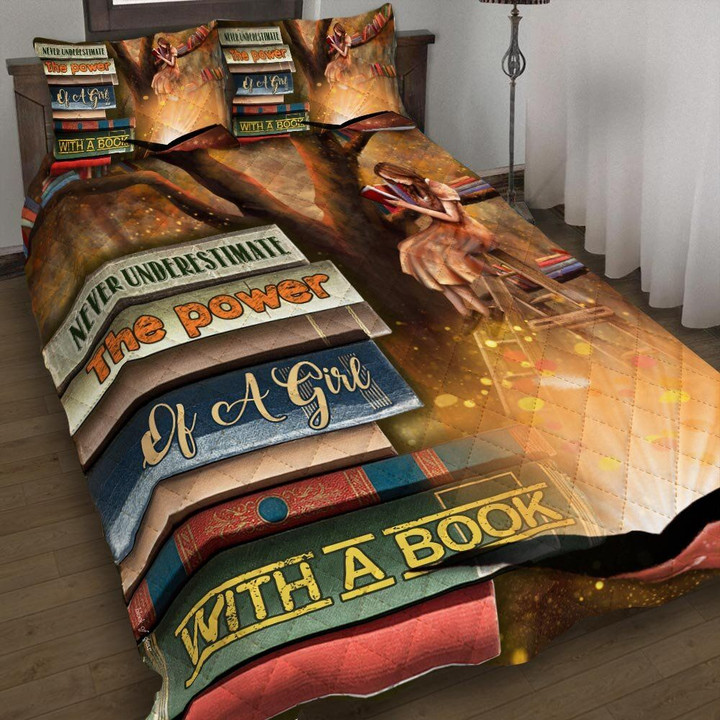 Never Underestimate The Power Of A Girl With A Book 3d Printed Quilt Set Home Decoration