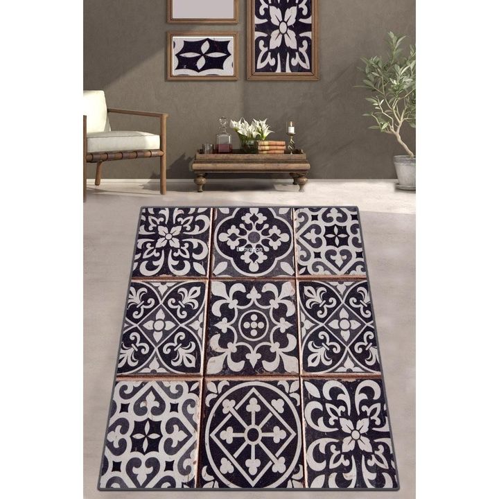 Navy And White Texture Area Rug Floor Mat Home Decor