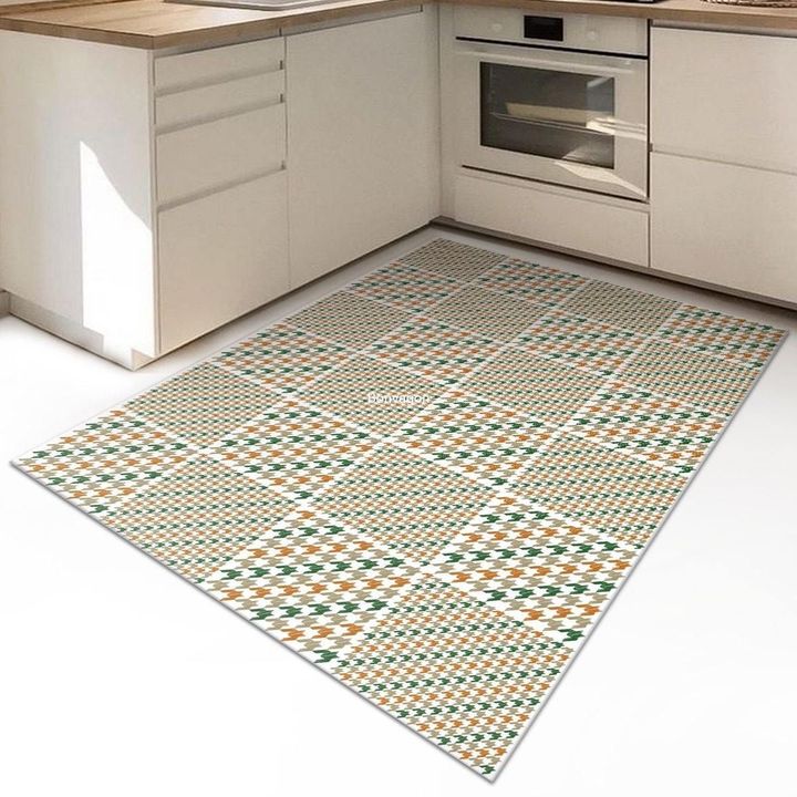 Gold And Green Square Area Rug Floor Mat Home Decor