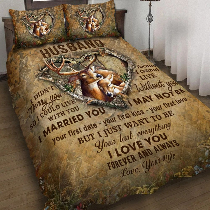 Wife To Husband Deer Couple 3d Printed Quilt Set Home Decoration