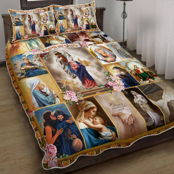 Jesus And Mary Reign In Our Hearts 3d Printed Quilt Set Home Decoration