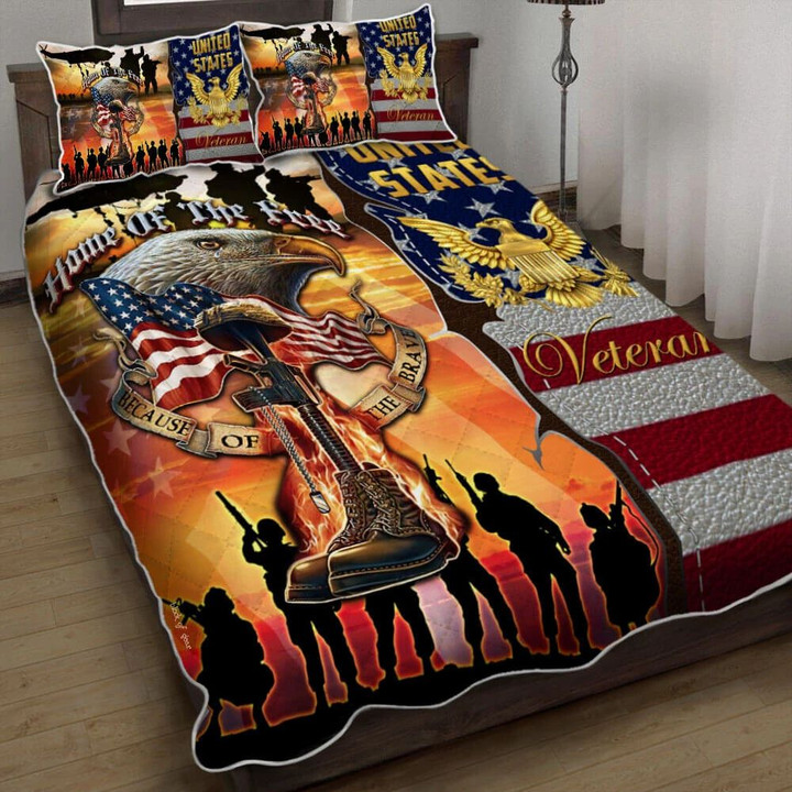 United States Veteran Home Of The Free 3d Printed Quilt Set Home Decoration