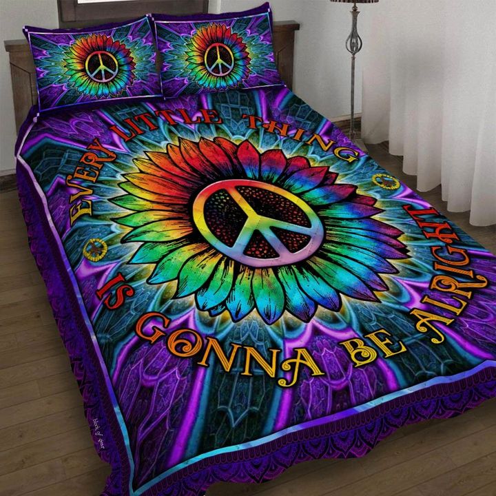 Every Little Thing Is Gonna Be Alright Hippie 3d Printed Quilt Set Home Decoration