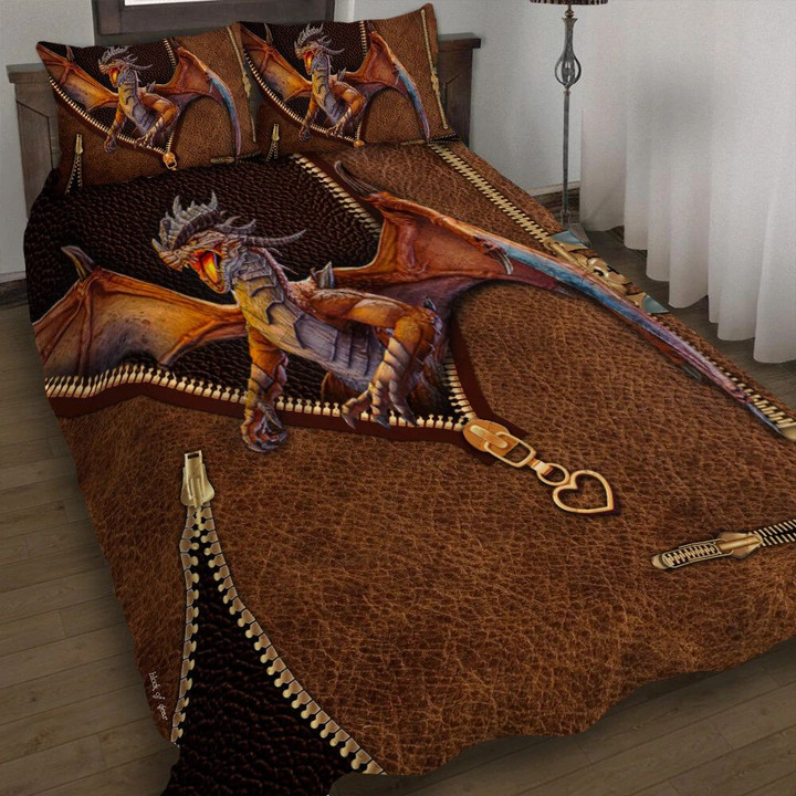 Dragon Zipper 3d Printed Quilt Set Home Decoration
