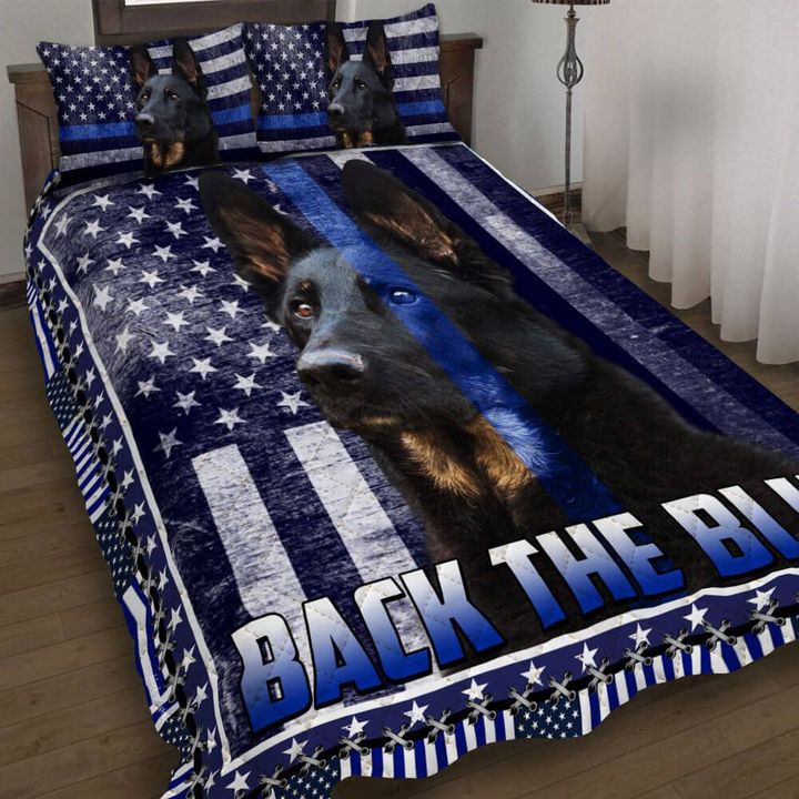 Police Dog K9. German Shepherd. Back The Blue America 3d Printed Quilt Set Home Decoration