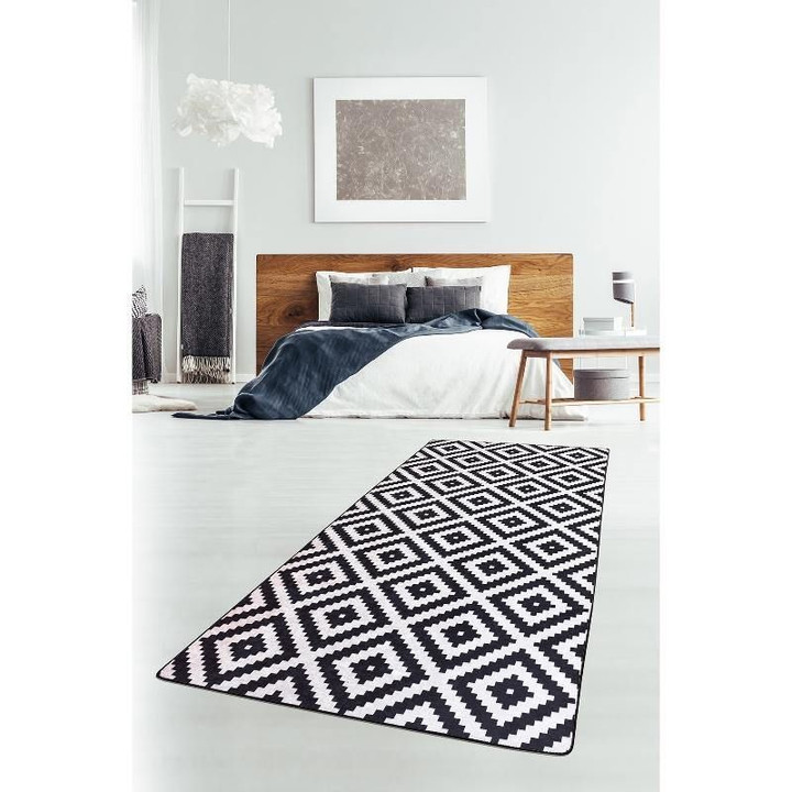 Black White Tribal Texture Area Rug Floor Mat Home Decor