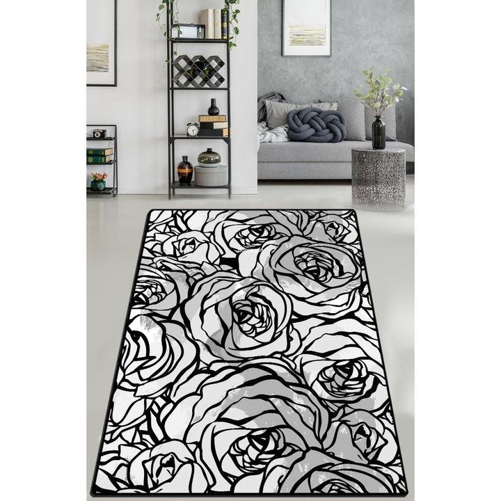 Vintage Rose Blooming Area Rug Floor Mat Home Decor