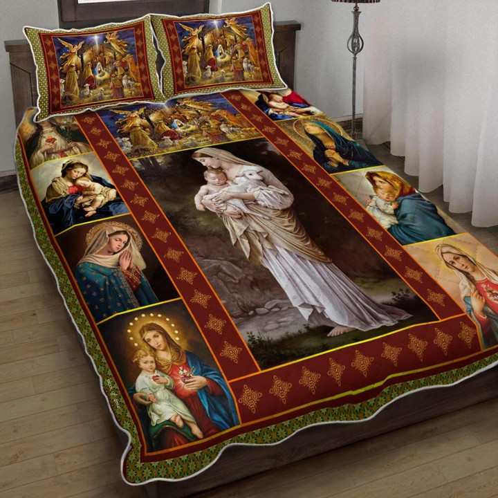Mother Mary Our Lady Of Grace 3d Printed Quilt Set Home Decoration