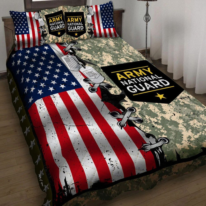 Army America National Guard 3d Printed Quilt Set Home Decoration