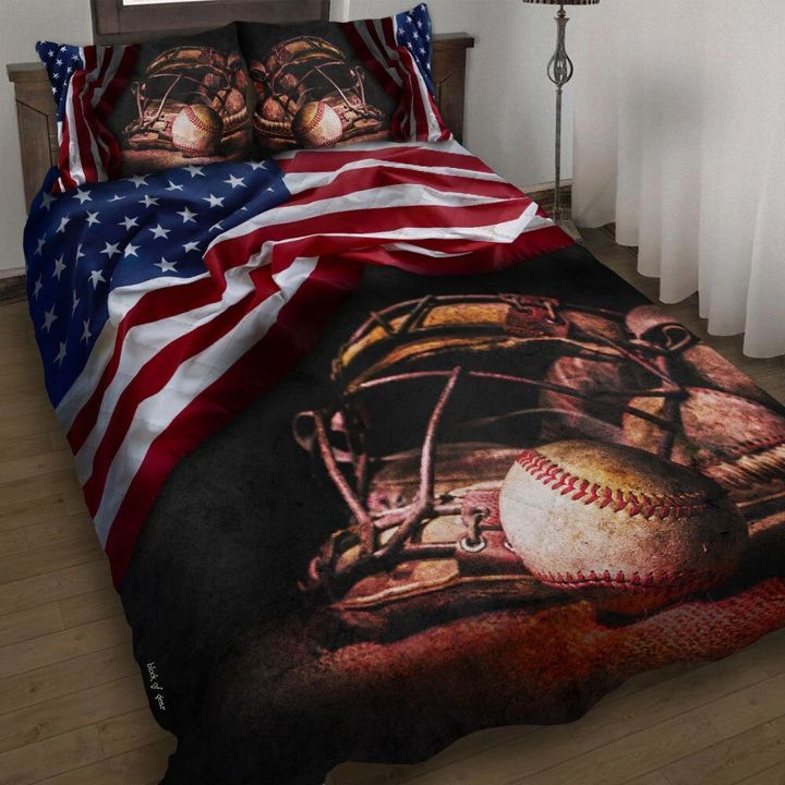 Baseball American Lover 3d Printed Quilt Set Home Decoration