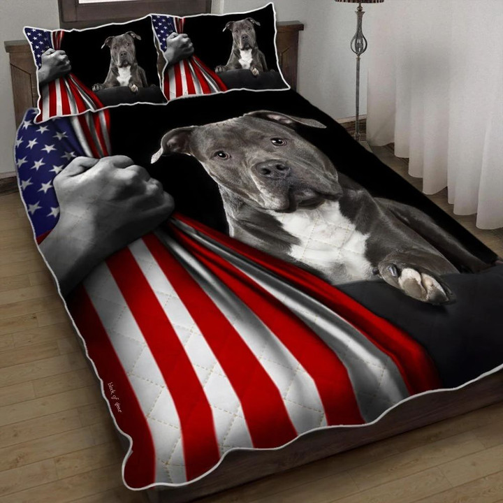 American Staffordshire Terrier 3d Printed Quilt Set Home Decoration