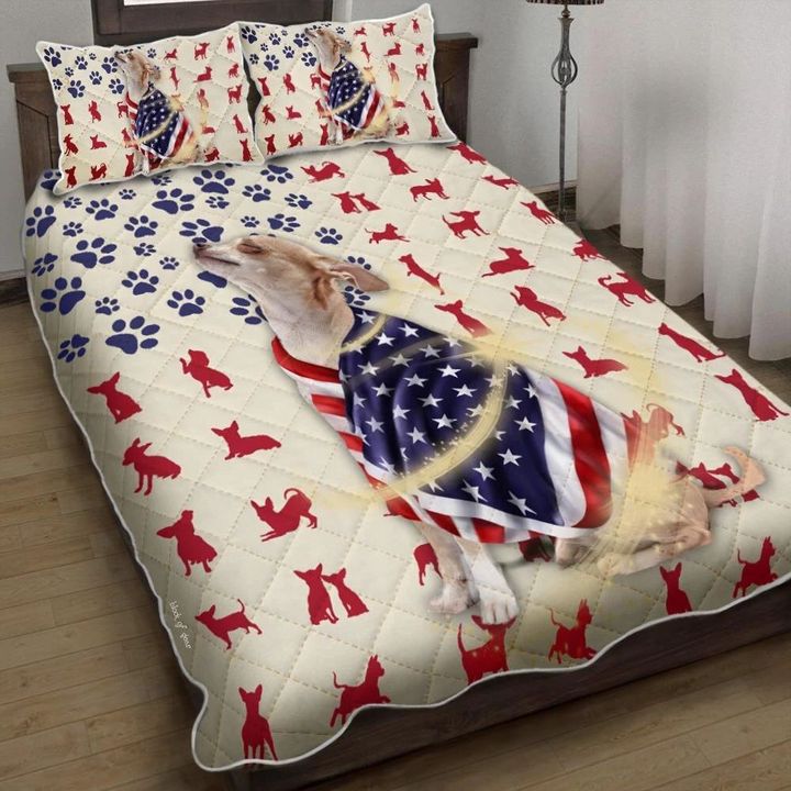 Chihuahua Dog Wrapped In Glory 3d Printed Quilt Set Home Decoration