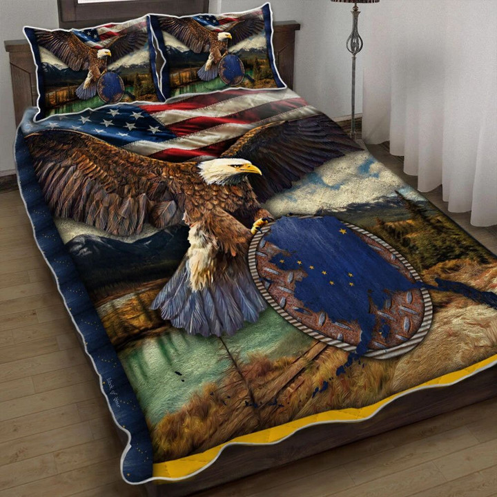 Alaska State Eagle 3d Printed Quilt Set Home Decoration