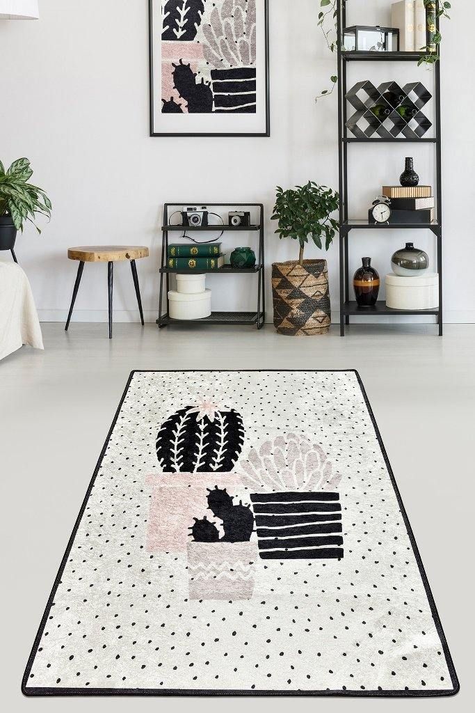 Three Cactus On Polka Dots Area Rug Floor Mat Home Decor