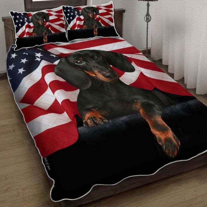 Dachshund American 3d Printed Quilt Set Home Decoration
