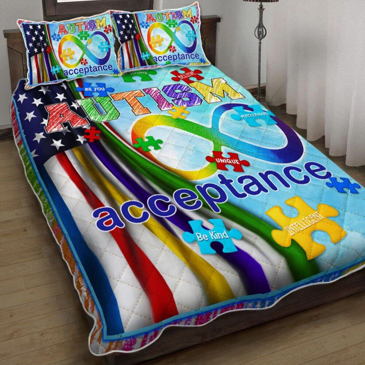 Autism Acceptance American 3d Printed Quilt Set Home Decoration