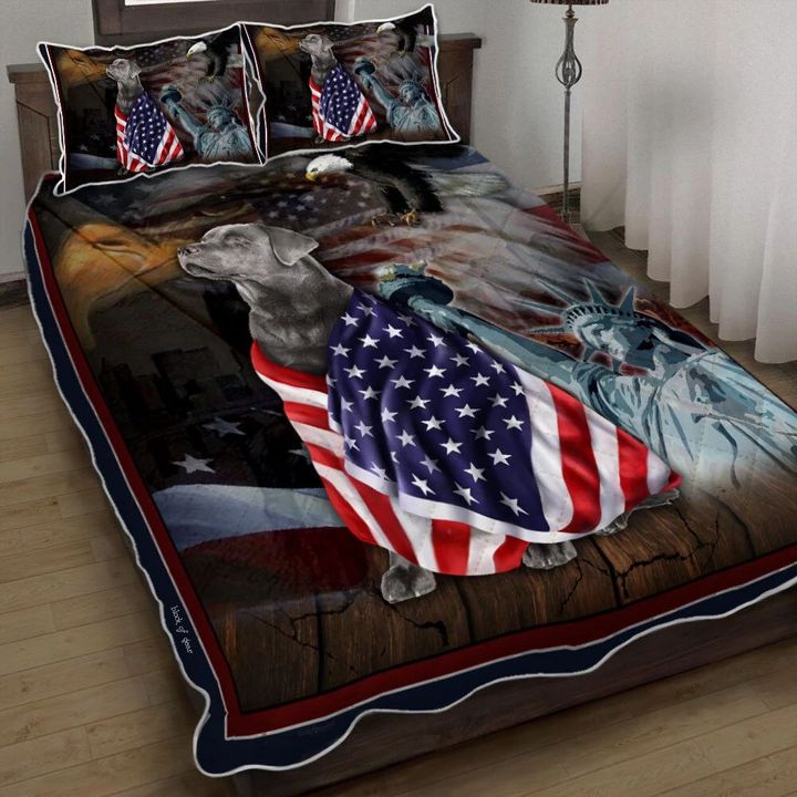 Silver Labrador Retriever American Patriot 3d Printed Quilt Set Home Decoration