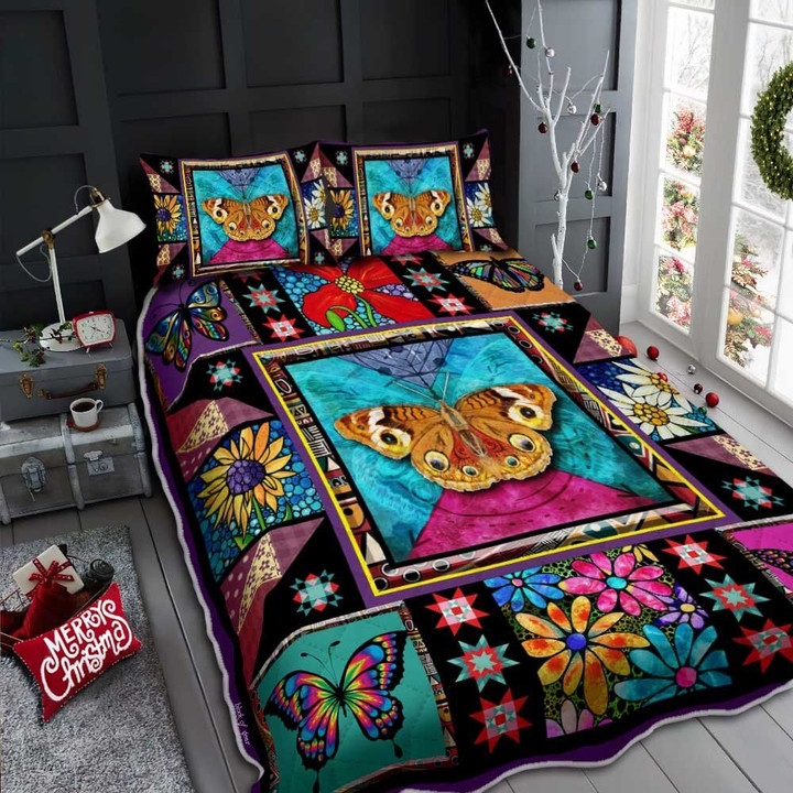 Butterfly Colorful 3d Printed Quilt Set Home Decoration