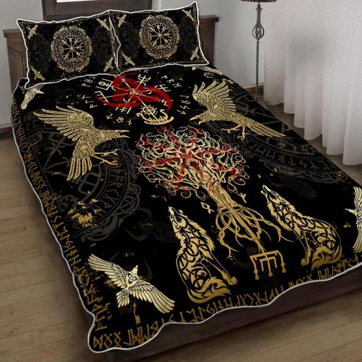 Viking Vegvisir Yggdrasil 3d Printed Quilt Set Home Decoration