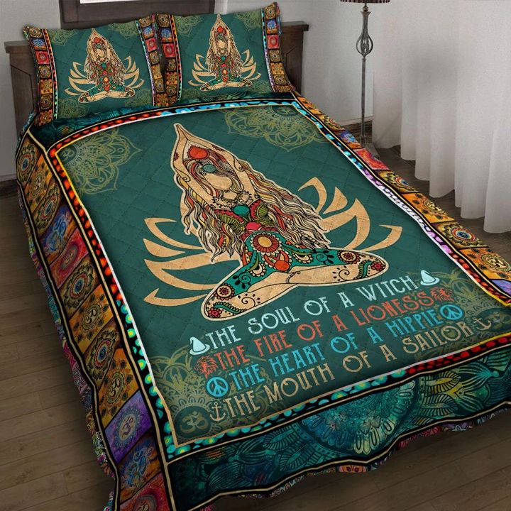 Yoga Girl Soil Fire Heart Mouth 3d Printed Quilt Set Home Decoration